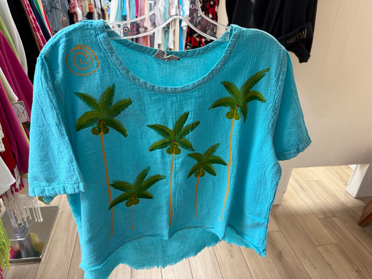 Peg Painted One Size Gauze Palm Tree Tops
