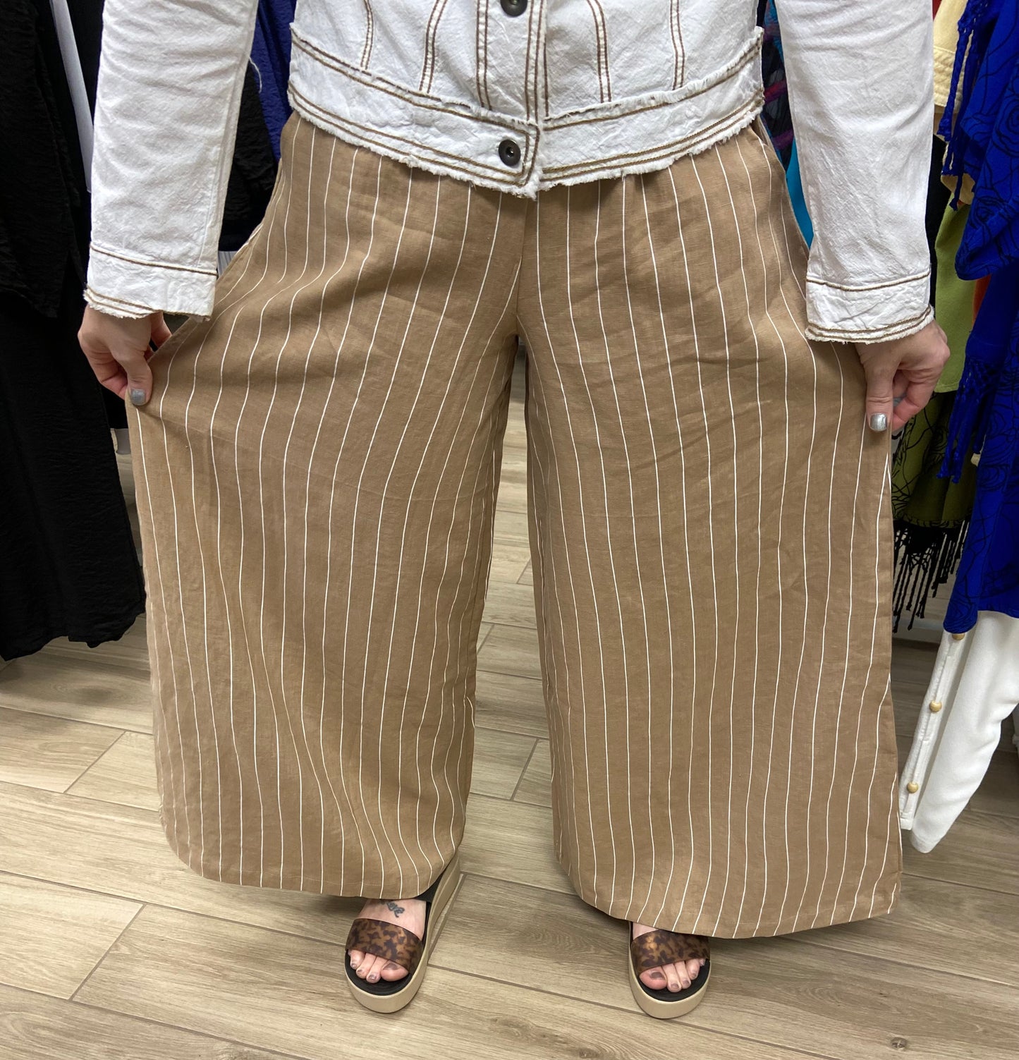 Gretty Zueger SA10412R Linen Stripe Pant