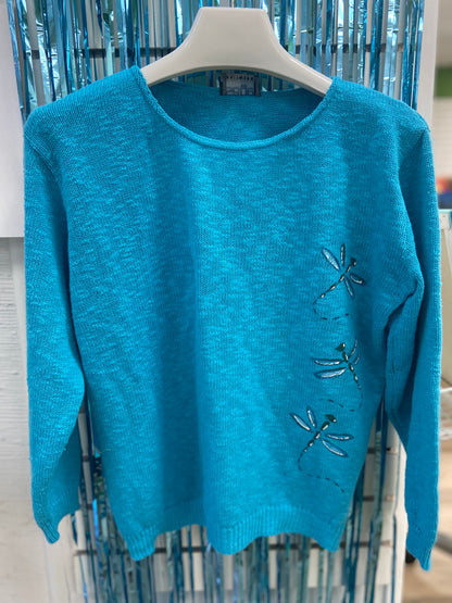 LisaLou Dragonfly Trio Painted Sweater