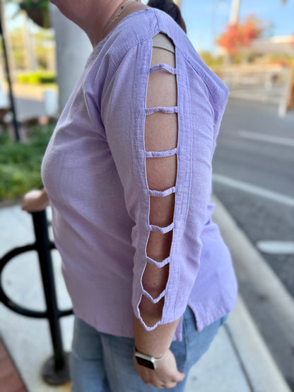 Sea Breeze 51 Lattice Sleeve Top