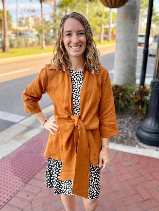 Dawn Bacchus Linen Wrap Jacket