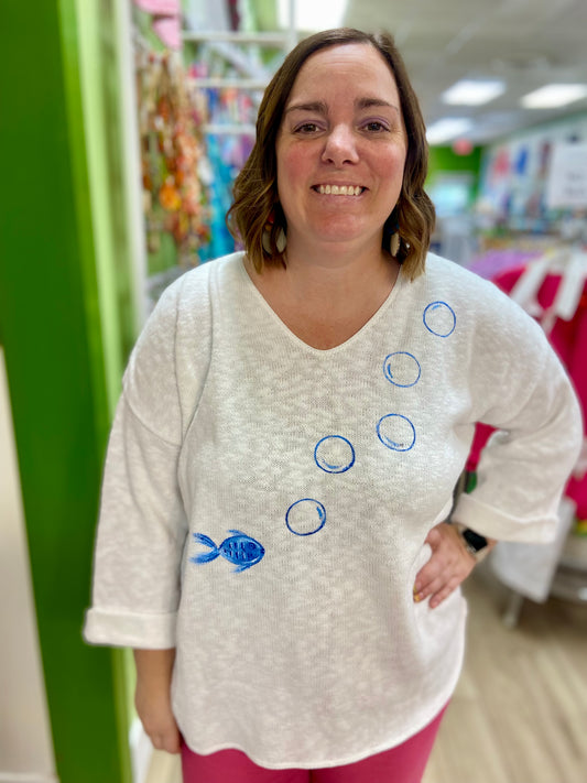 LisaLou Painted Bubble Fish Sweater