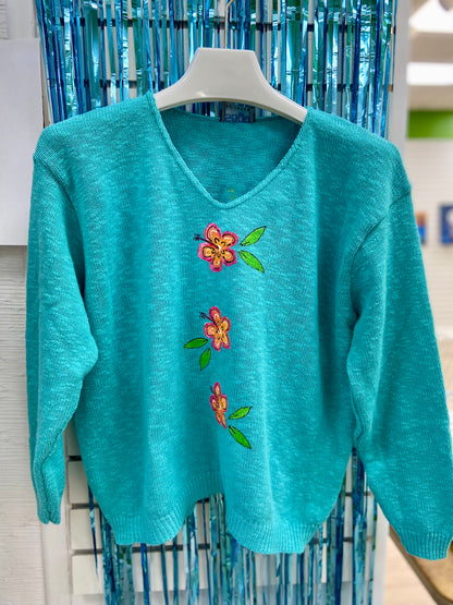 LisaLou Hibiscus Trio Painted Sweater