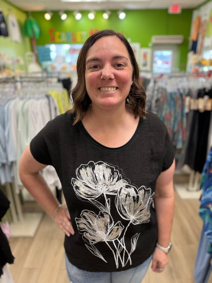 Bella Amore One Size Shimmer Flower Top