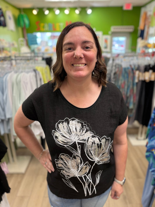 Bella Amore One Size Shimmer Flower Top