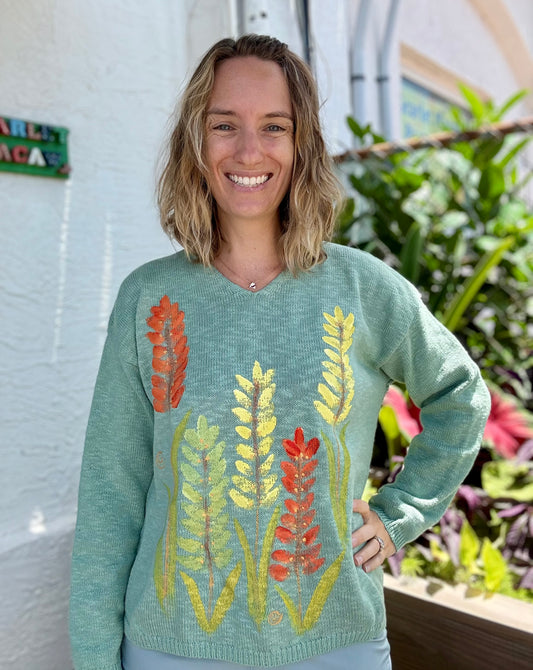 Peg Painted Sweater - Sage Floral