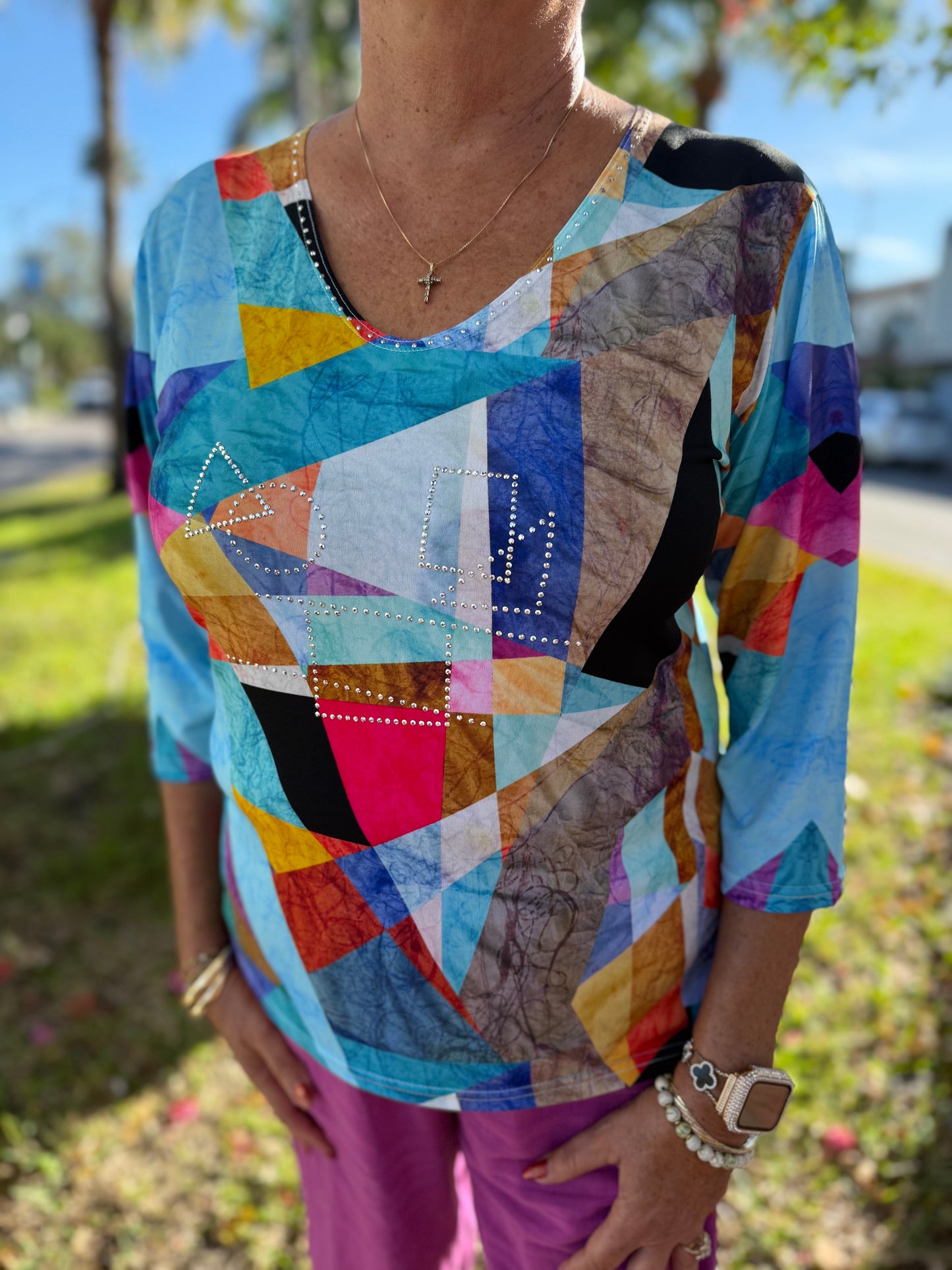 Valentina PH Print Abstract Tops