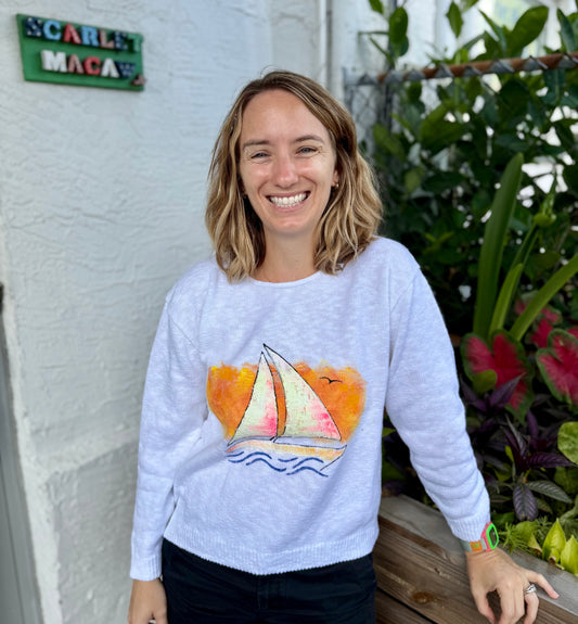 LisaLou Painted Sailboat Sweater