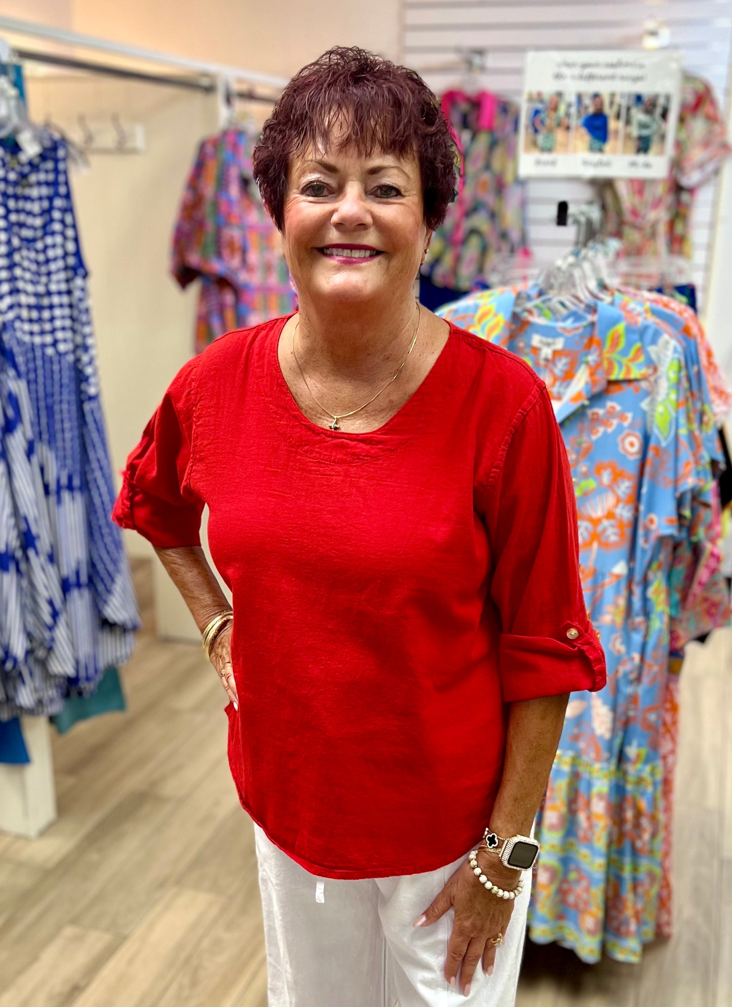 Maya Jones 1021 Roll Sleeve Top
