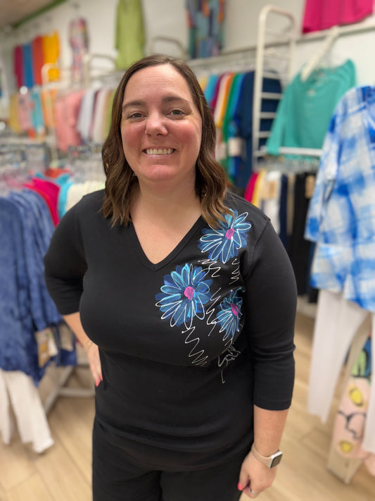 Victoria Scribble Floral Painted Top
