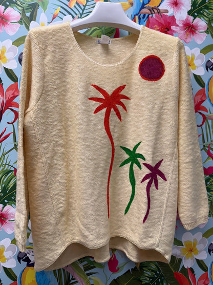 Peg Painted Sweater - Bright Palm Trio