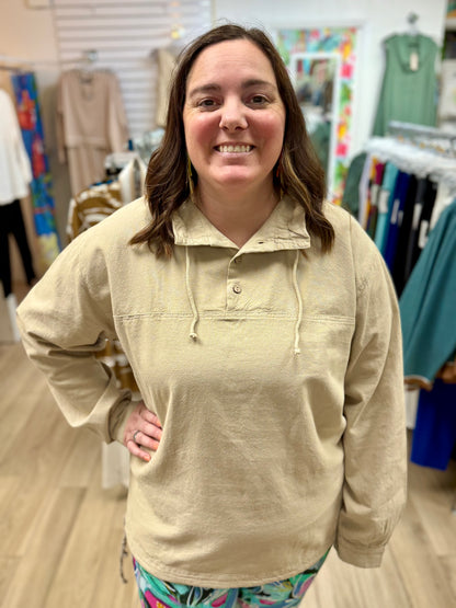 Cottonseed 740 Three Button Pullover Top