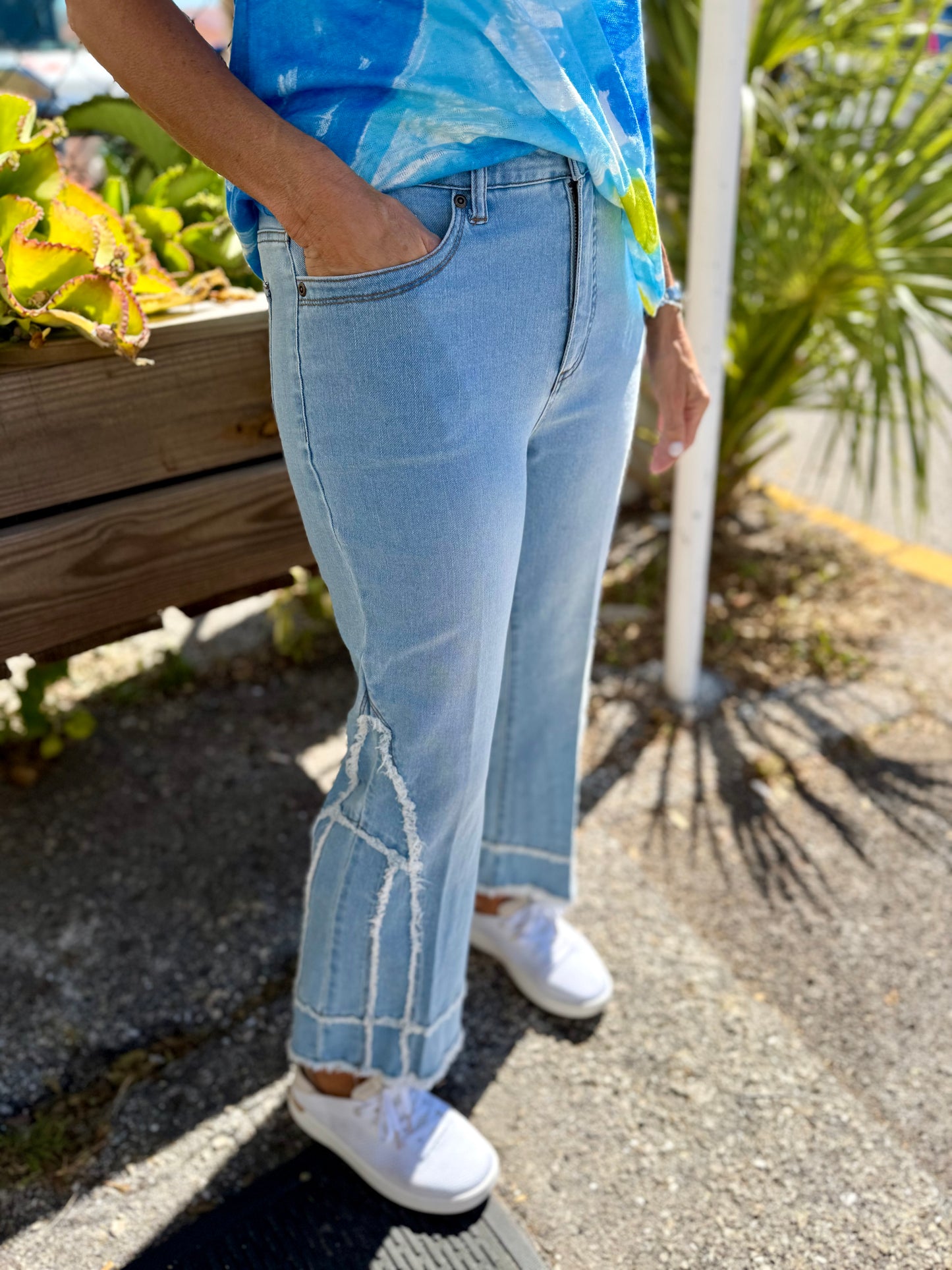 Slimsation M25708PM Side Fringe Crop Jean