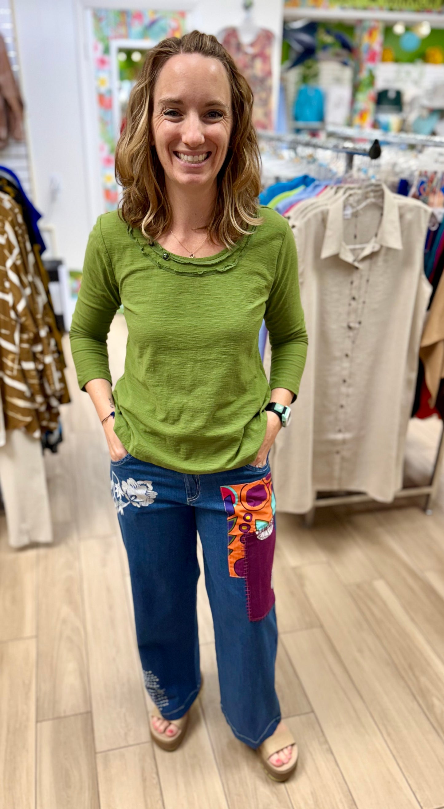 Tulip Bowen Button Top