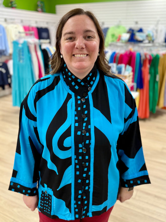 Iguana Batik Boxy Jacket Top