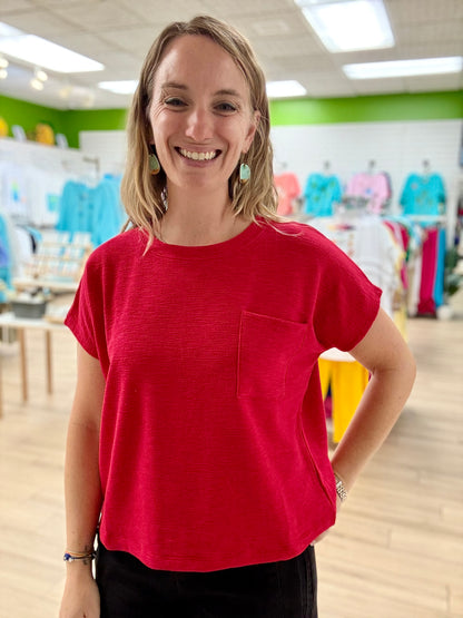 Zenana Slub Pocket Crop Tee