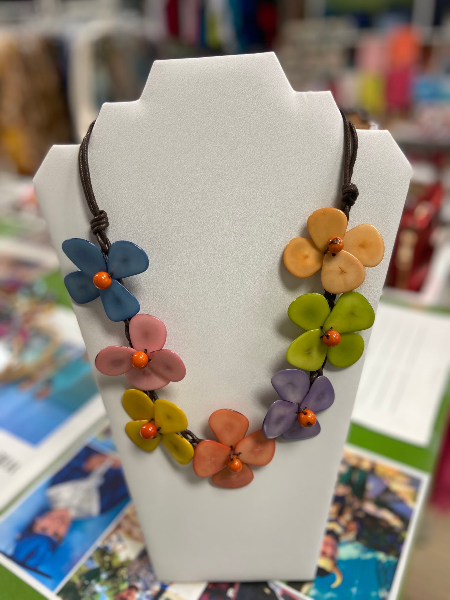 Tagua Lupita Flowers Necklace