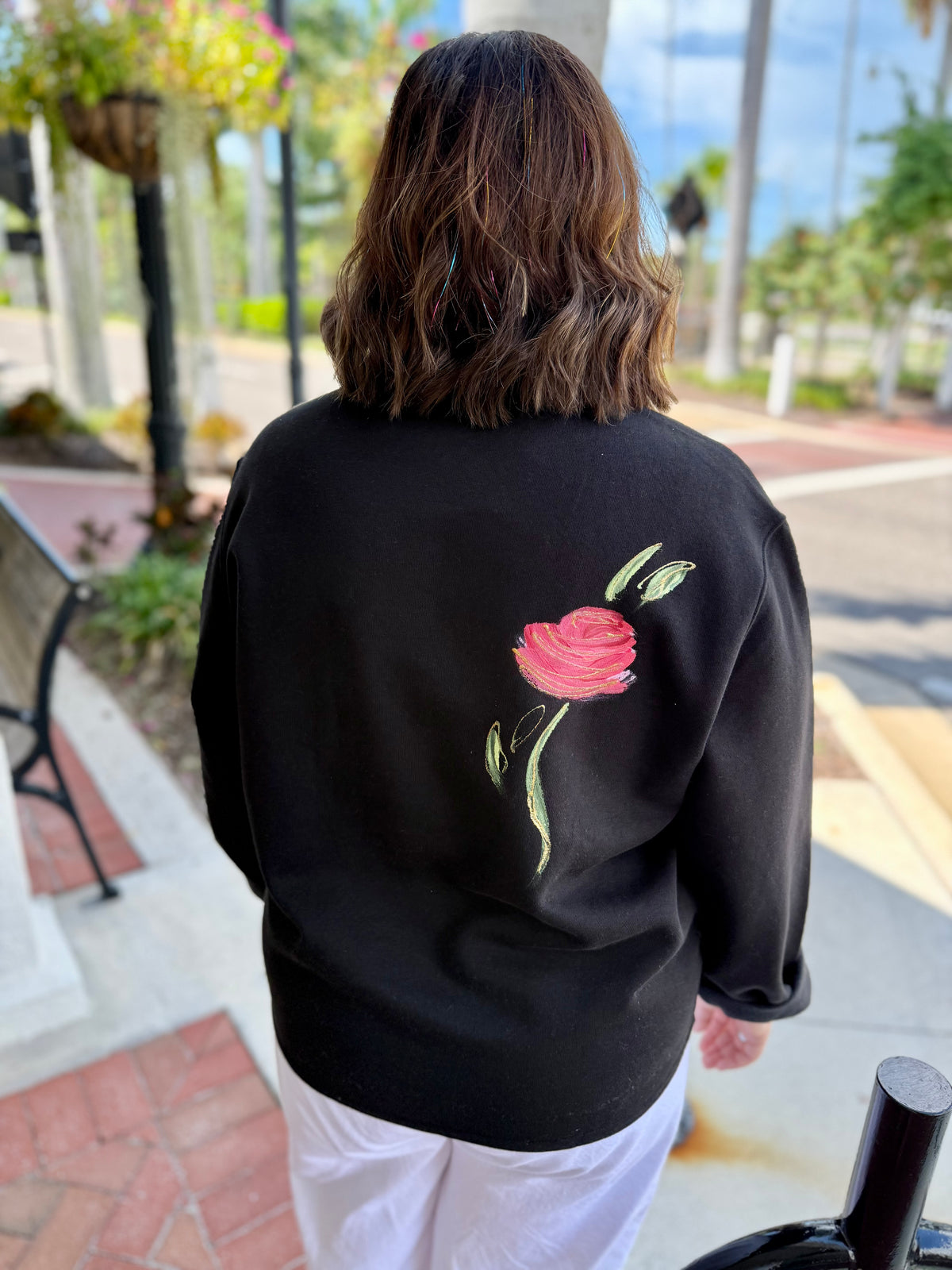 Victoria Painted Glitter Rose Trio Fleece