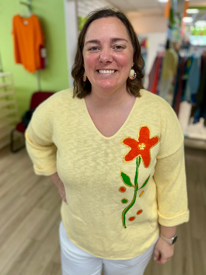 Peg Painted Solo Side Bloom Sweater