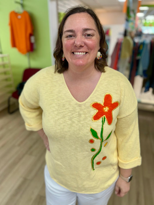 Peg Painted Solo Side Bloom Sweater