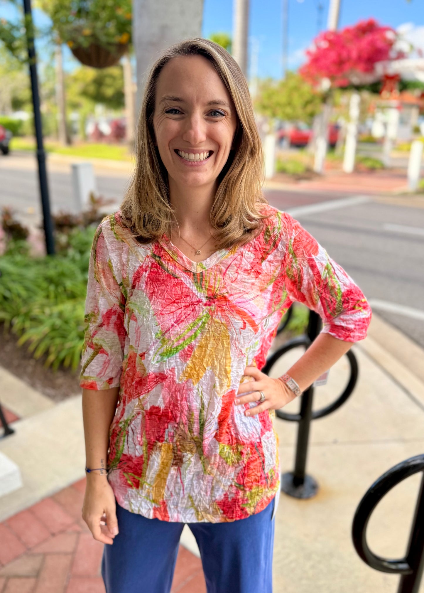 Jess & Jane SC3 Crinkle Elbow Sleeve Top