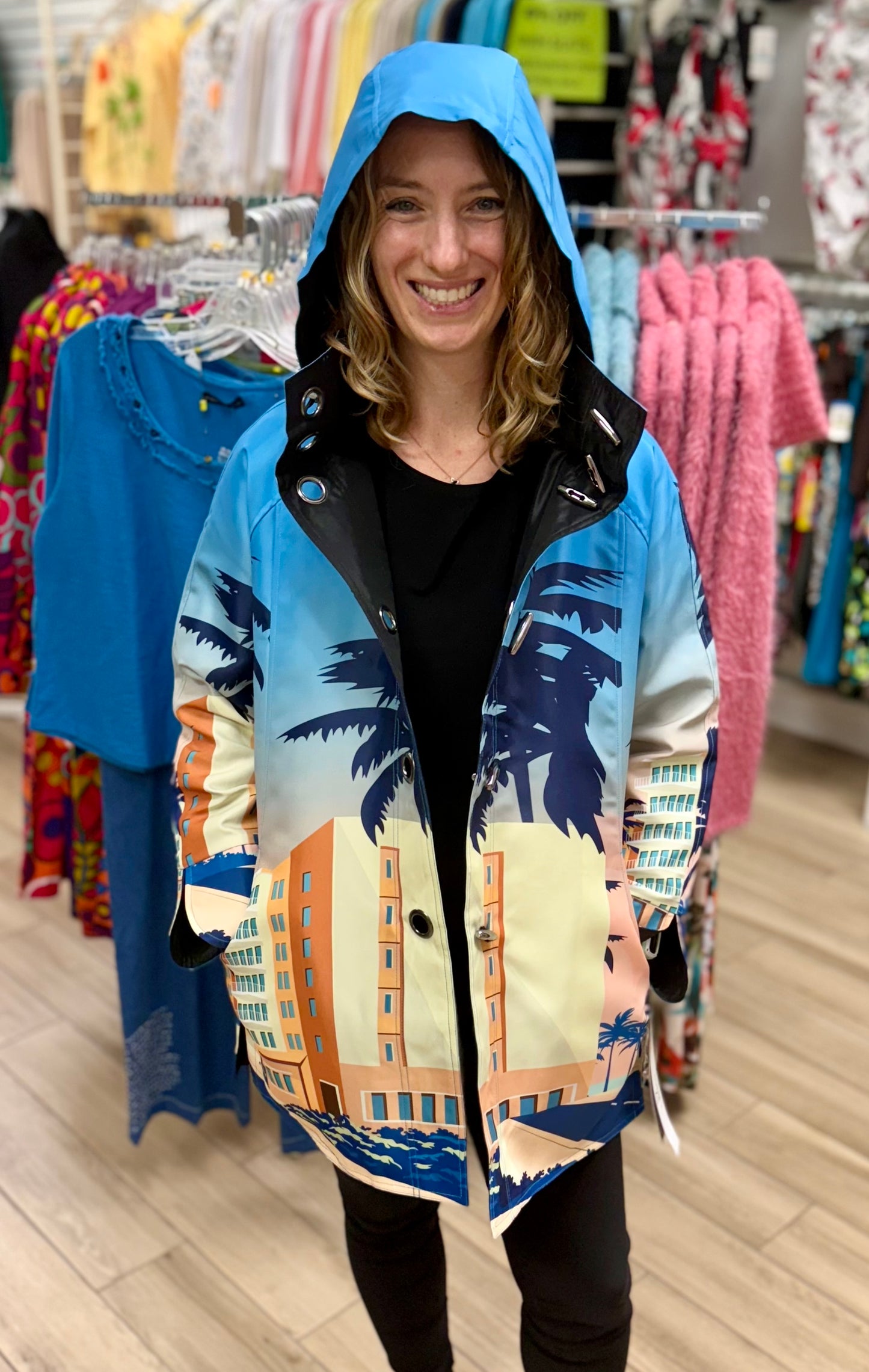 Oopera J2540RW-2 Palm Tree Reversible Rain Jacket