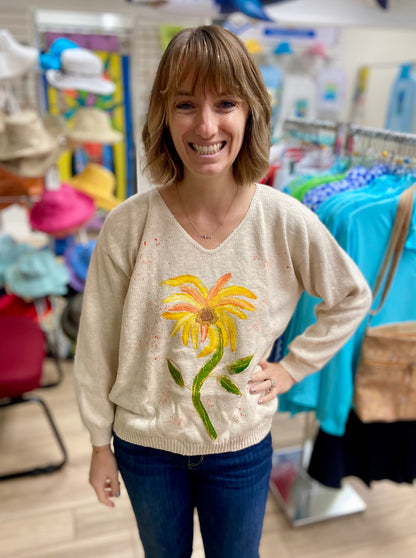 Peg Painted Sunflower Sweater