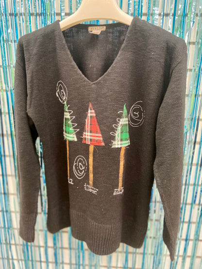 MoMo Sweater - Plaid Tree Forest