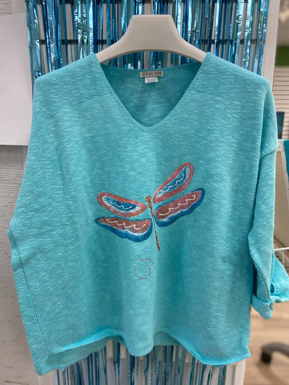 LisaLou Dragonfly Painted Sweater