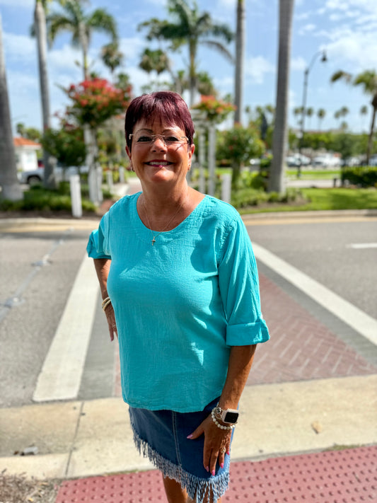 Maya Jones 1021 Roll Sleeve Top