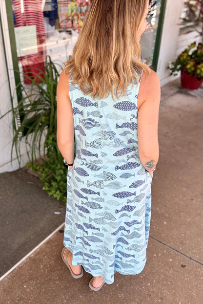 Cotton Lanai FY716 Fish Midi Dress