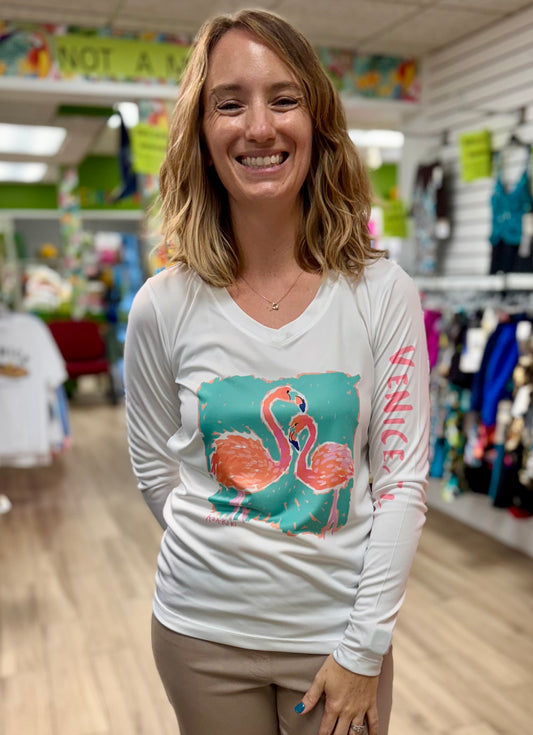 Abakiki UPF50 Biscayne Mint Flamingo Top