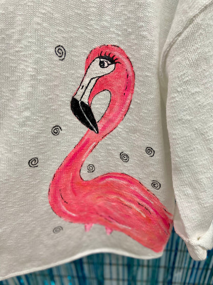 LisaLou Fancy Flamingo Painted Sweater