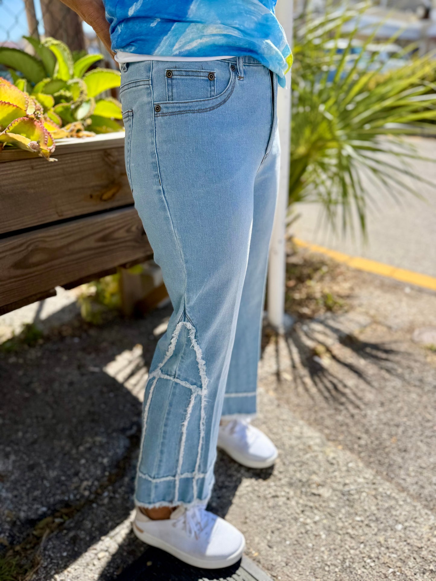 Slimsation M25708PM Side Fringe Crop Jean