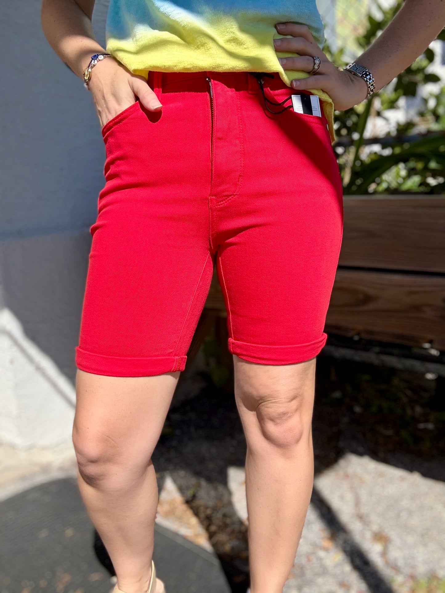 Judy Blue 150279 Red Denim Shorts
