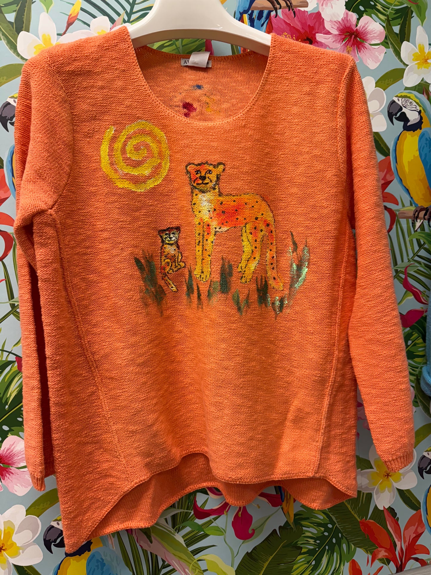 Rosamund Merrill Painted Cheetah Cats Sweater