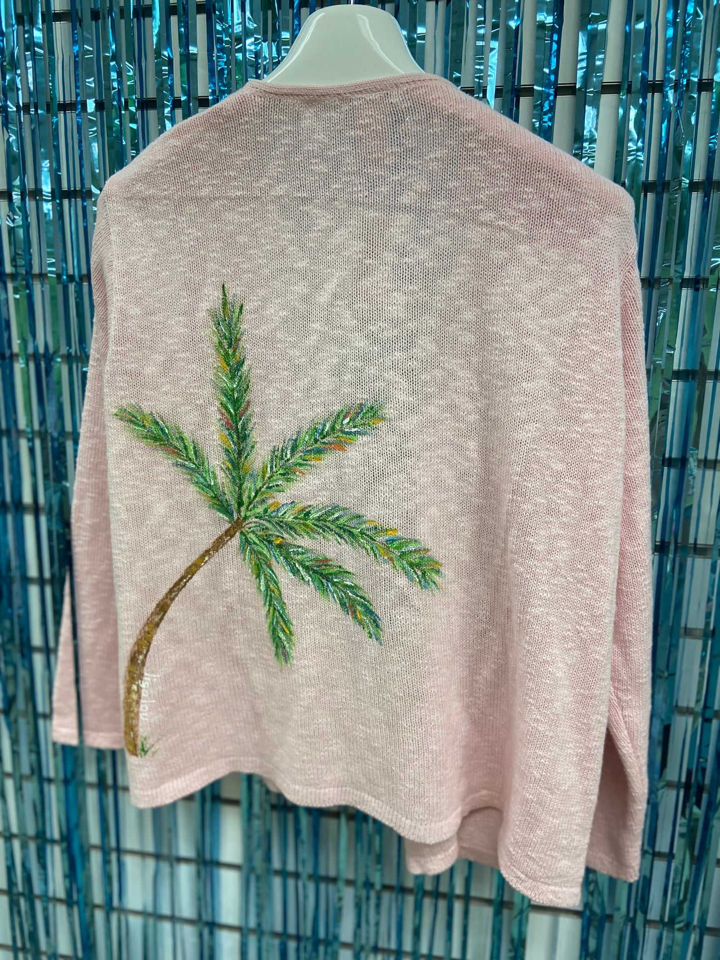 LisaLou Breezy Palm Tree Painted Sweater