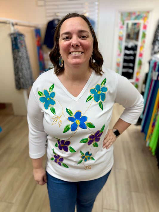Peg Painted Purple Floral Vine Top