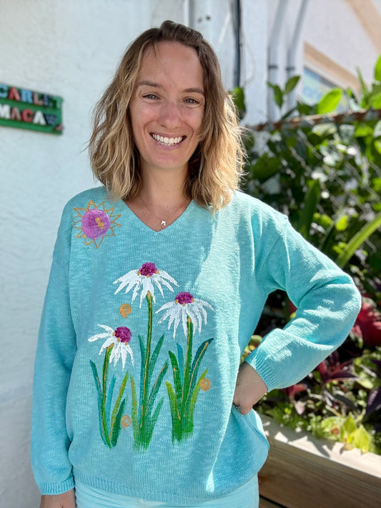 Peg Painted Coneflower Trio Sweater