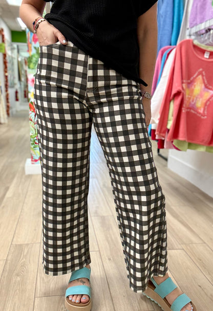 Anniewear Gingham Denim Crop Pant