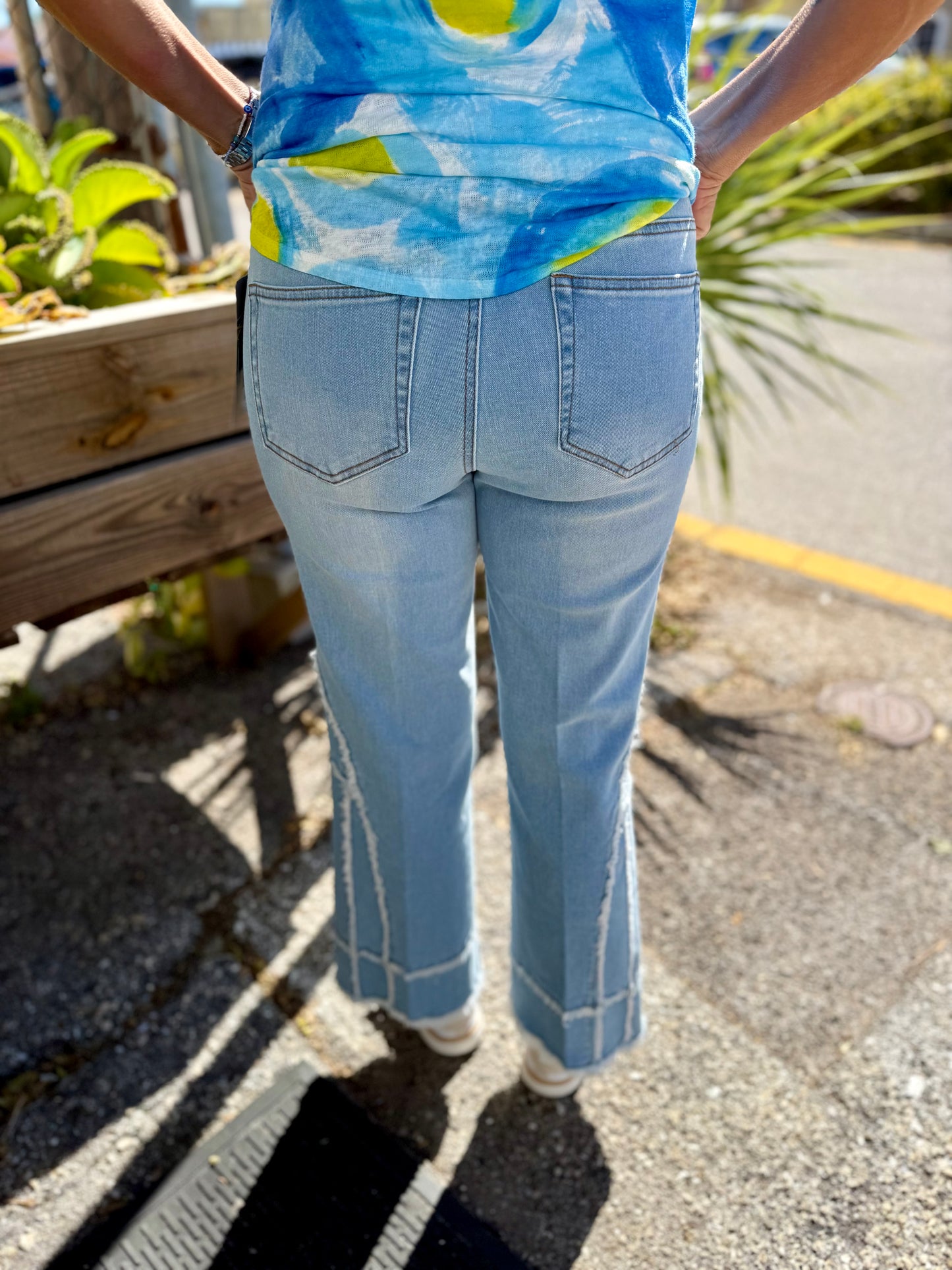 Slimsation M25708PM Side Fringe Crop Jean