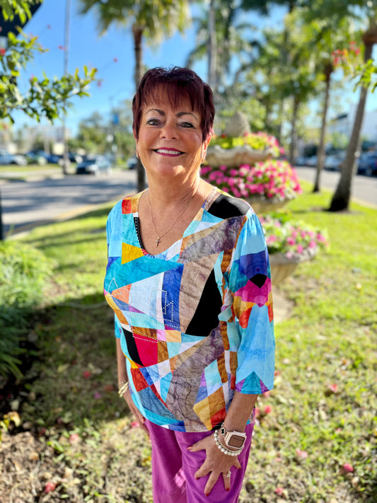 Valentina PH Print Abstract Tops