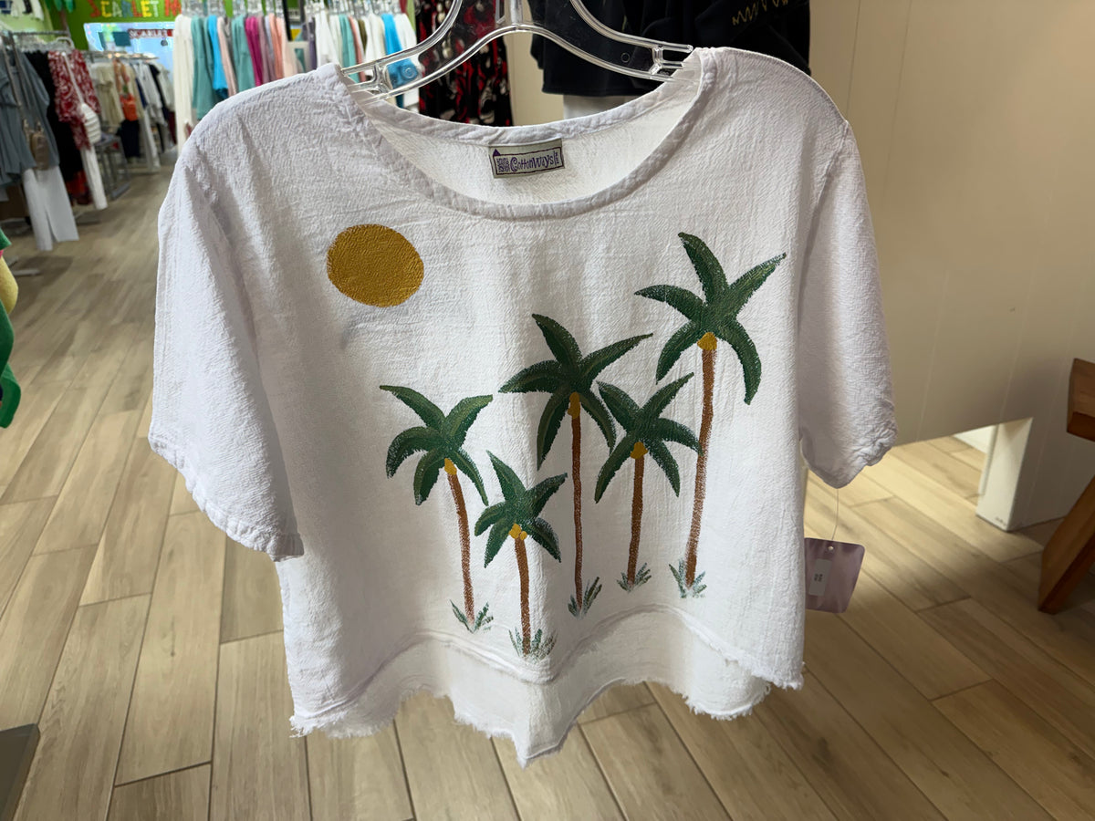 Peg Painted One Size Gauze Palm Tree Tops