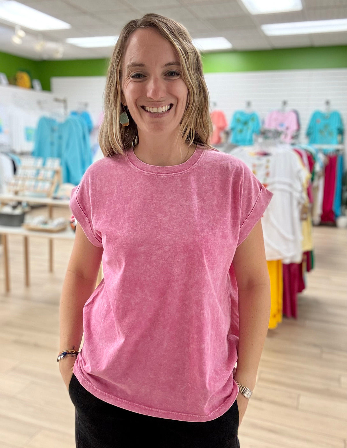 Zenana Halo Folded Sleeve Tee