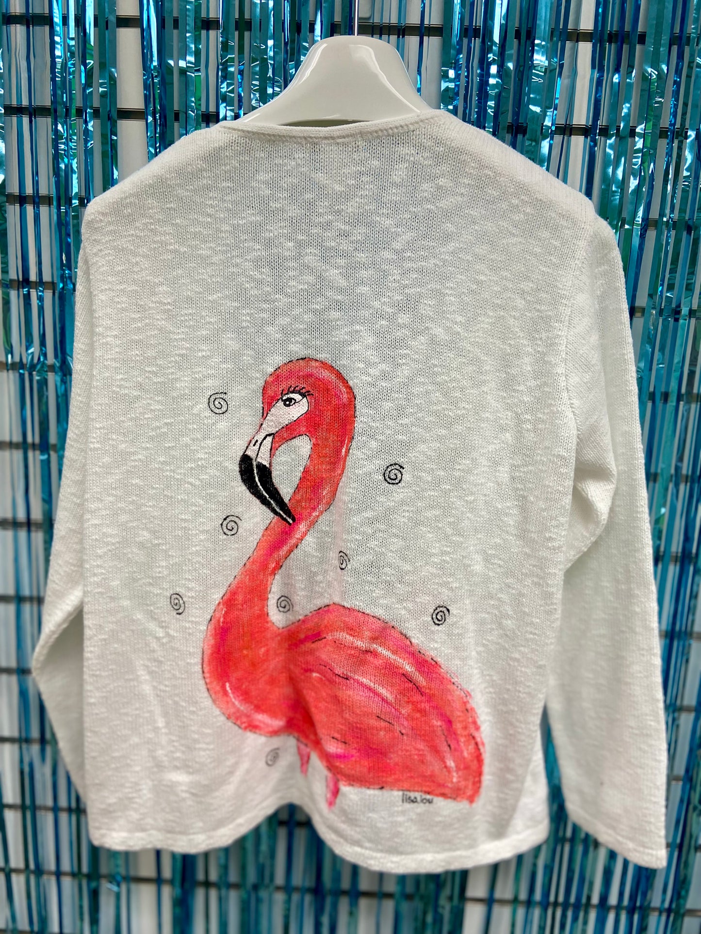 LisaLou Fancy Flamingo Painted Sweater