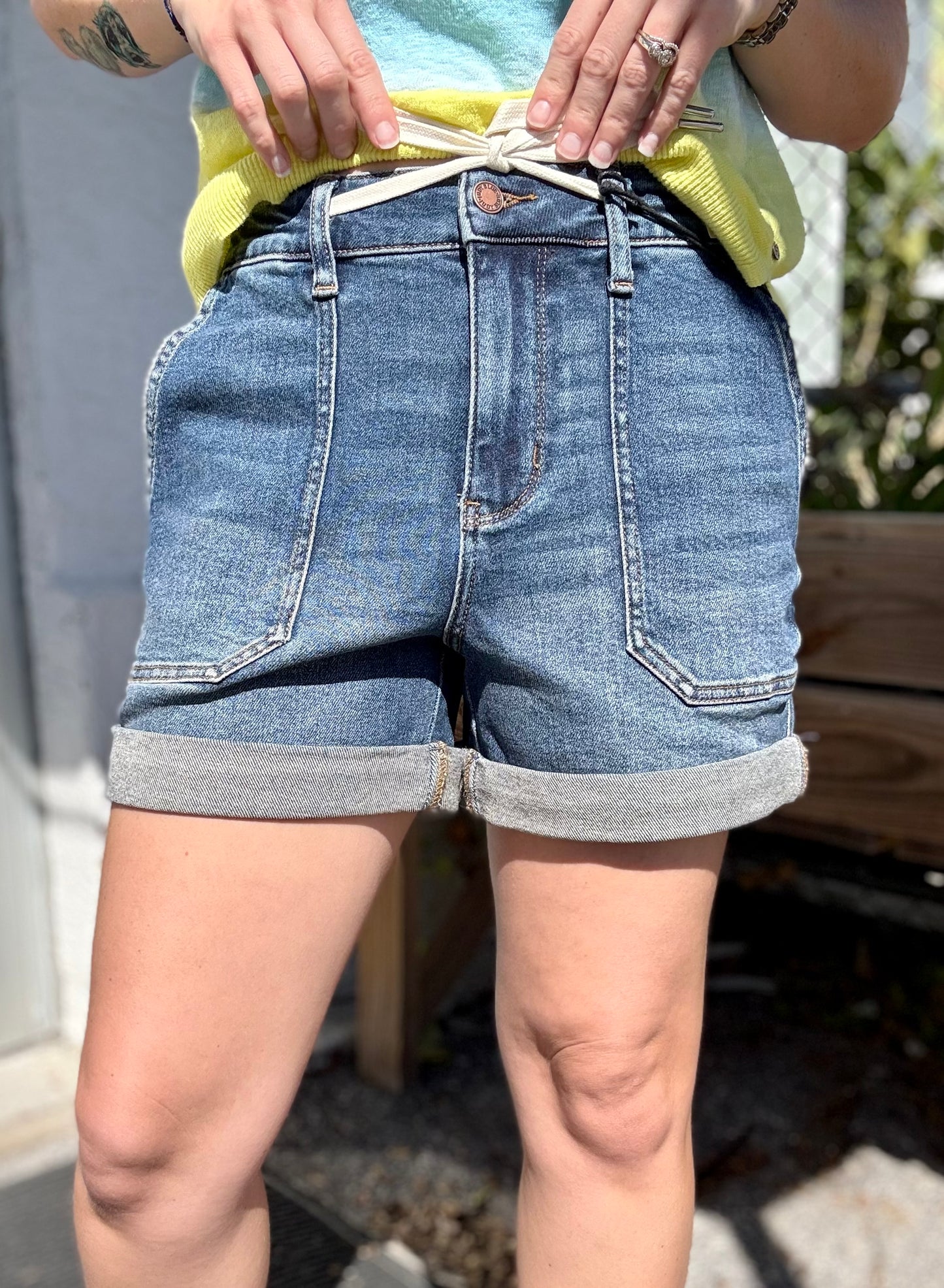 Judy Blue 150343 Denim Tie Short