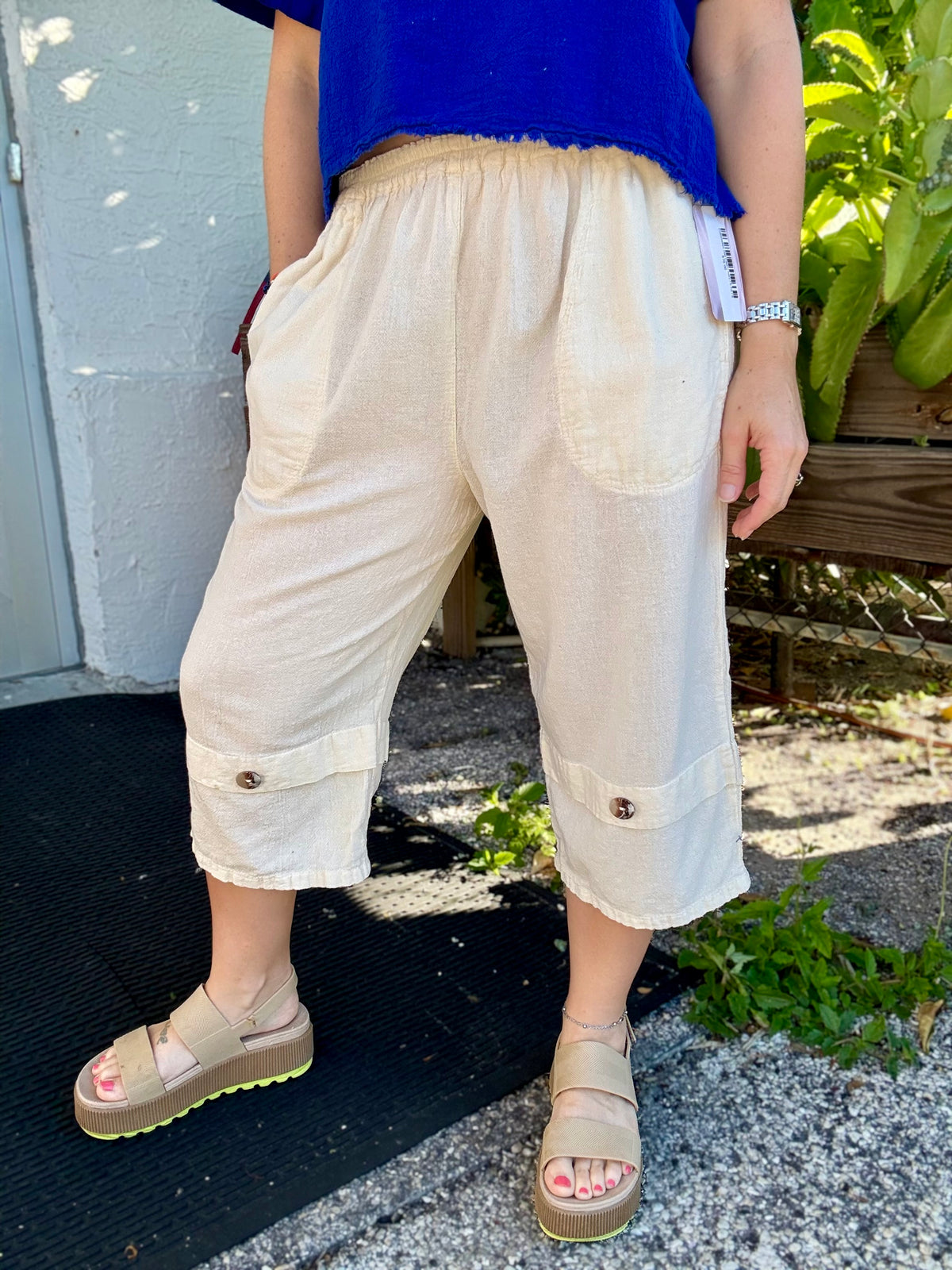 Cottonways Gail Button Front Capri