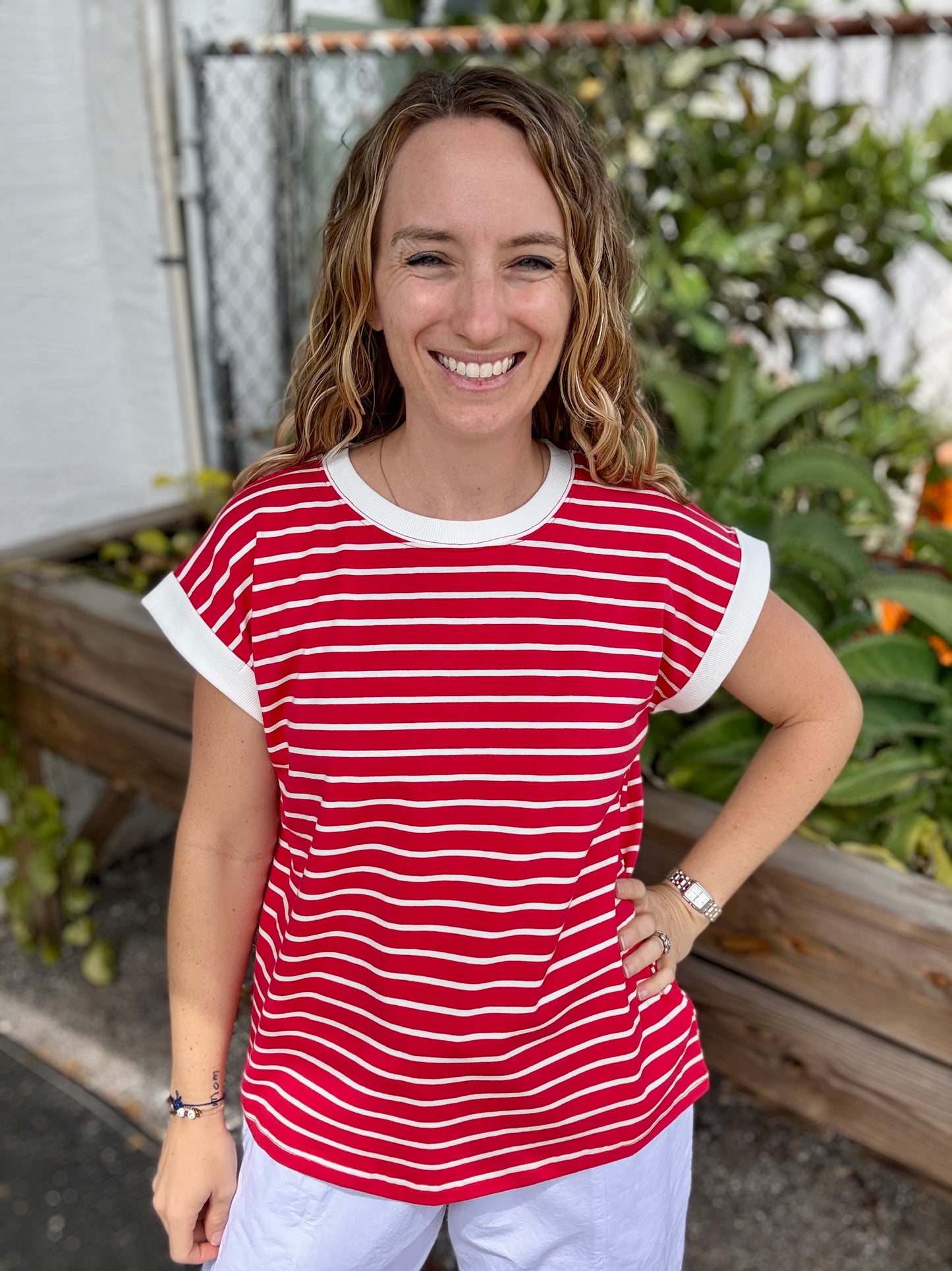 Zenana Contrast Stripe Top
