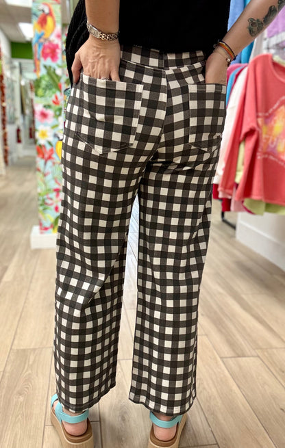 Anniewear Gingham Denim Crop Pant
