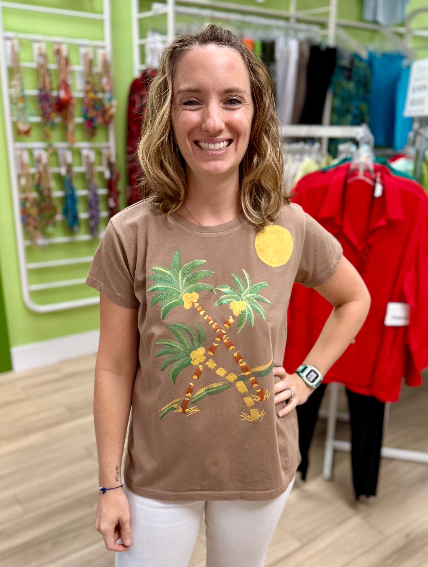 Peg Painted 8145 Triple Palms Top